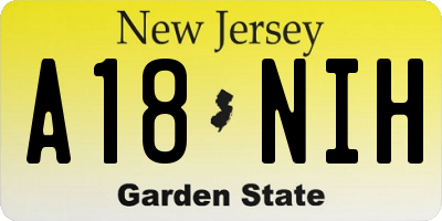 NJ license plate A18NIH