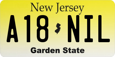 NJ license plate A18NIL