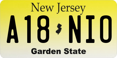NJ license plate A18NIO