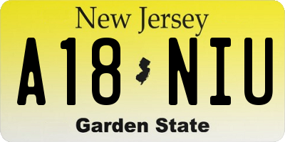NJ license plate A18NIU