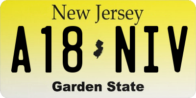 NJ license plate A18NIV