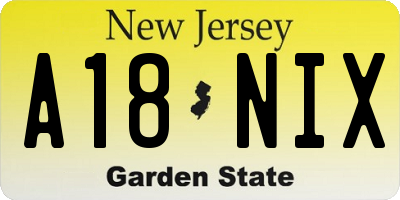 NJ license plate A18NIX