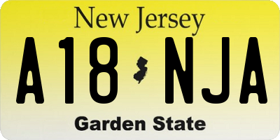 NJ license plate A18NJA
