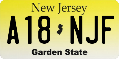 NJ license plate A18NJF