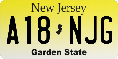 NJ license plate A18NJG