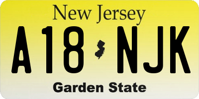 NJ license plate A18NJK