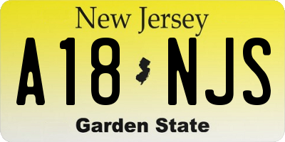 NJ license plate A18NJS