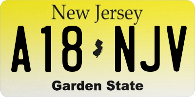 NJ license plate A18NJV