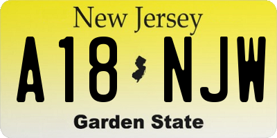 NJ license plate A18NJW