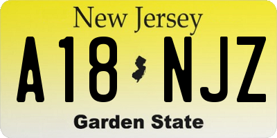 NJ license plate A18NJZ