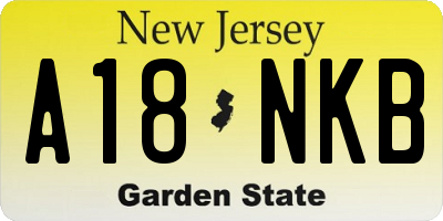 NJ license plate A18NKB