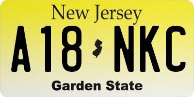 NJ license plate A18NKC