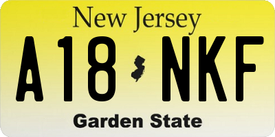 NJ license plate A18NKF