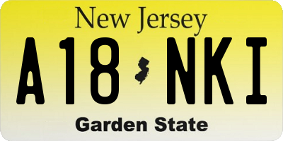 NJ license plate A18NKI