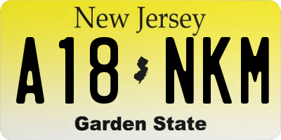 NJ license plate A18NKM