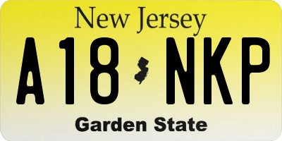 NJ license plate A18NKP