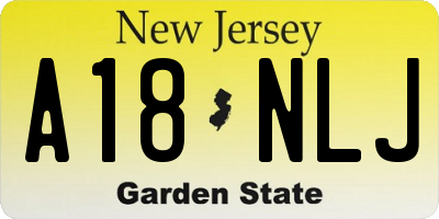NJ license plate A18NLJ