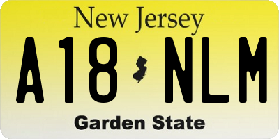 NJ license plate A18NLM
