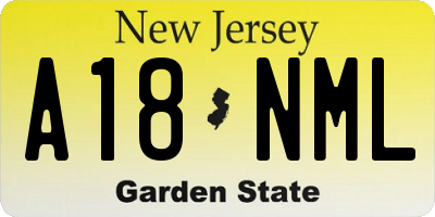 NJ license plate A18NML