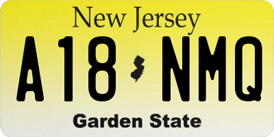 NJ license plate A18NMQ