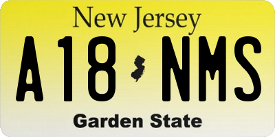 NJ license plate A18NMS