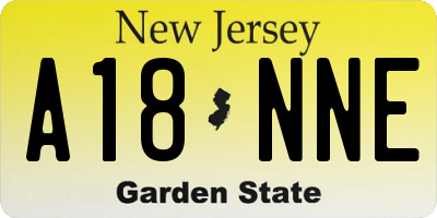 NJ license plate A18NNE