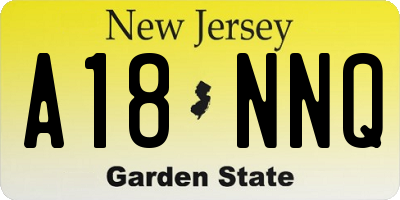 NJ license plate A18NNQ