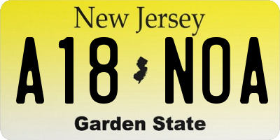 NJ license plate A18NOA