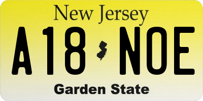 NJ license plate A18NOE