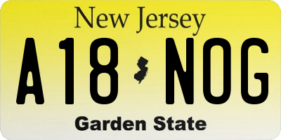 NJ license plate A18NOG
