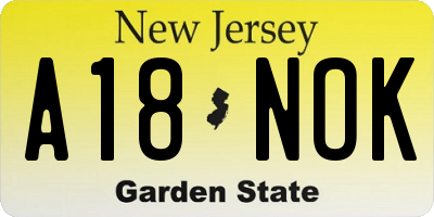 NJ license plate A18NOK