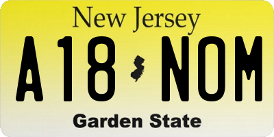 NJ license plate A18NOM
