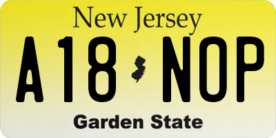 NJ license plate A18NOP
