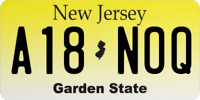 NJ license plate A18NOQ