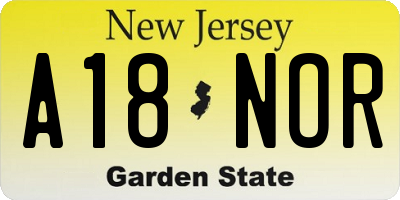 NJ license plate A18NOR