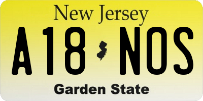 NJ license plate A18NOS