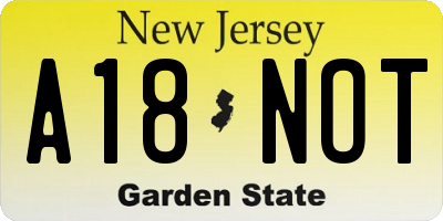 NJ license plate A18NOT