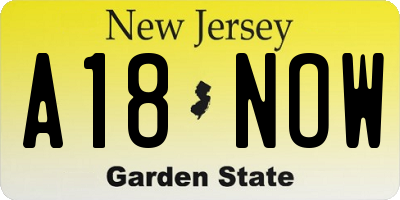 NJ license plate A18NOW