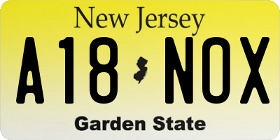 NJ license plate A18NOX