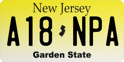 NJ license plate A18NPA