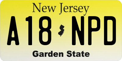 NJ license plate A18NPD