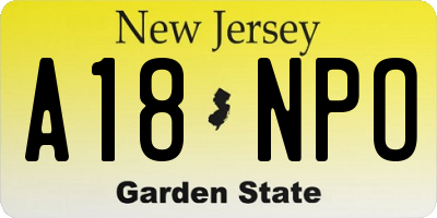 NJ license plate A18NPO