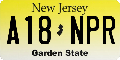 NJ license plate A18NPR