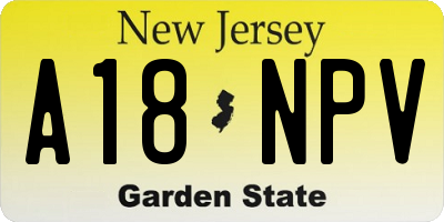 NJ license plate A18NPV
