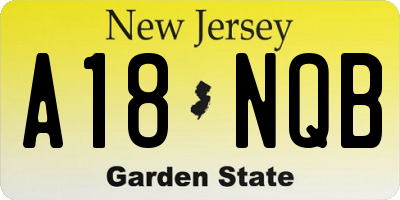 NJ license plate A18NQB