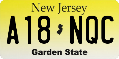 NJ license plate A18NQC
