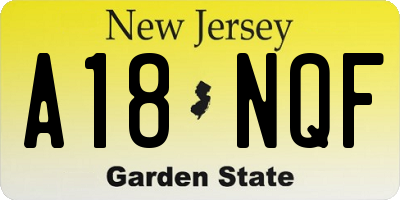 NJ license plate A18NQF