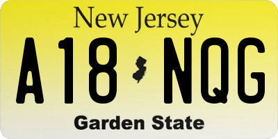 NJ license plate A18NQG