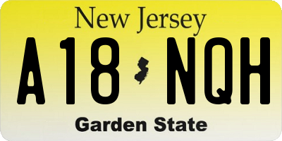 NJ license plate A18NQH