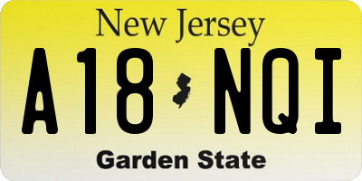 NJ license plate A18NQI